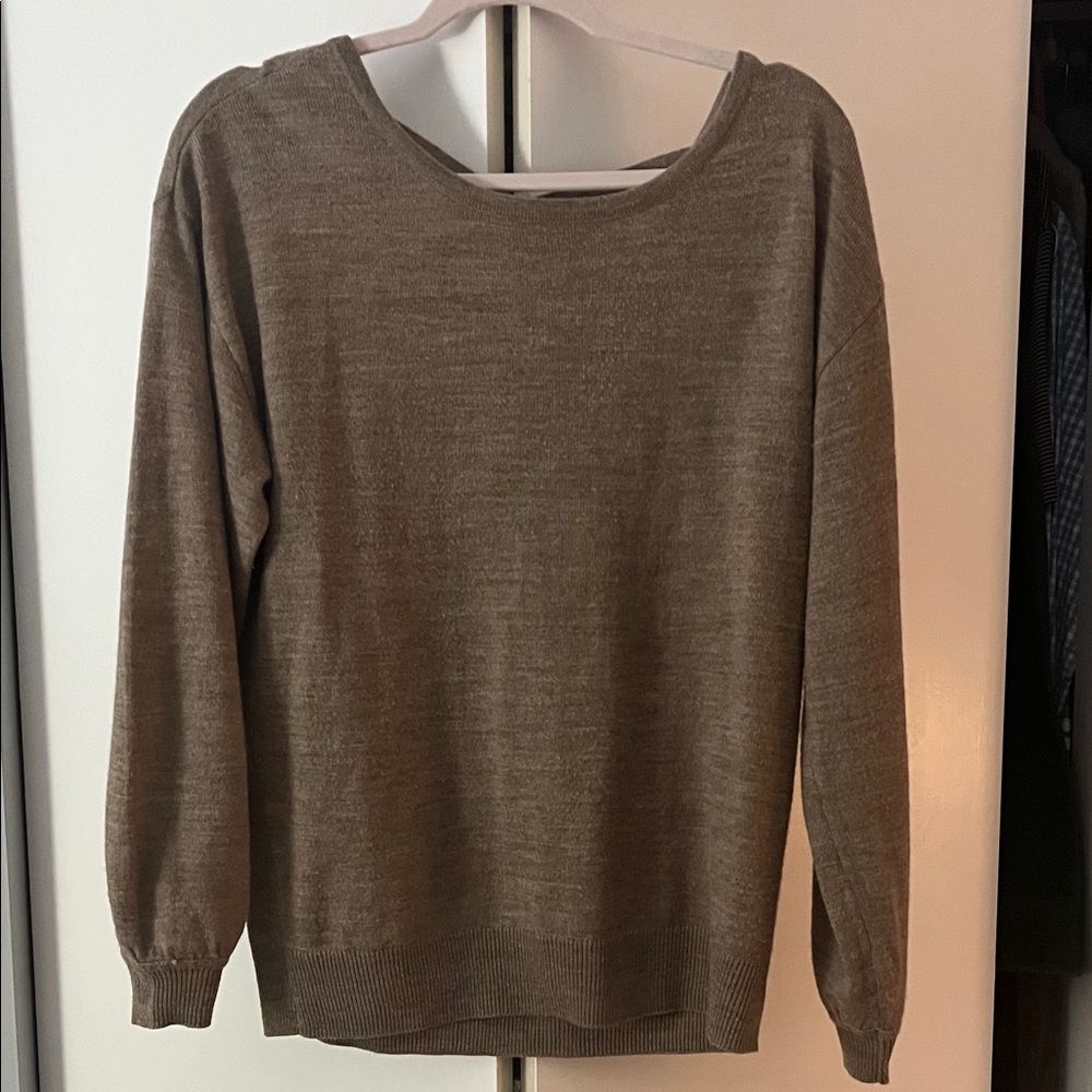 New York & Company Tan Crew Neck Sweater